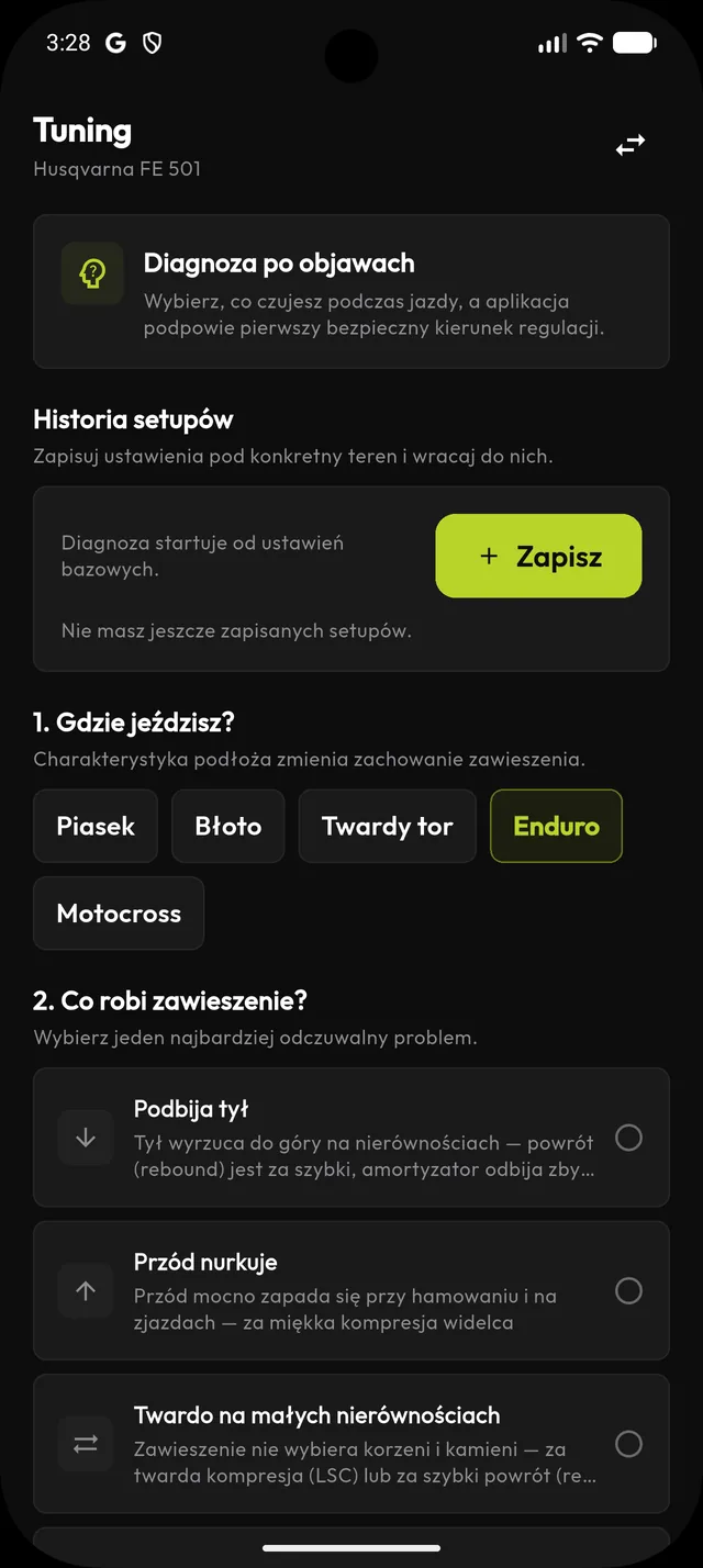 Ustawienia zawieszenia